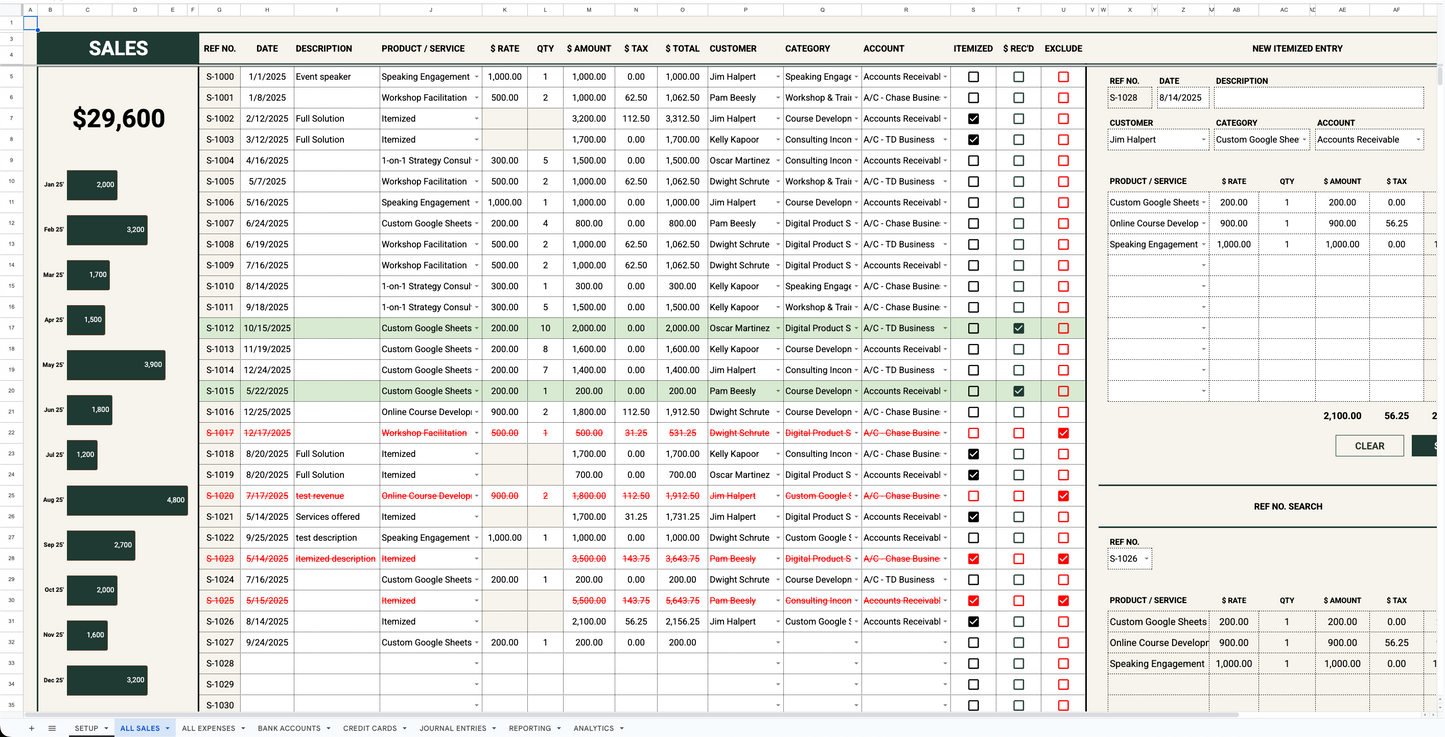 2025 Bookkeeping Template - Google Sheets (Non-Inventory)