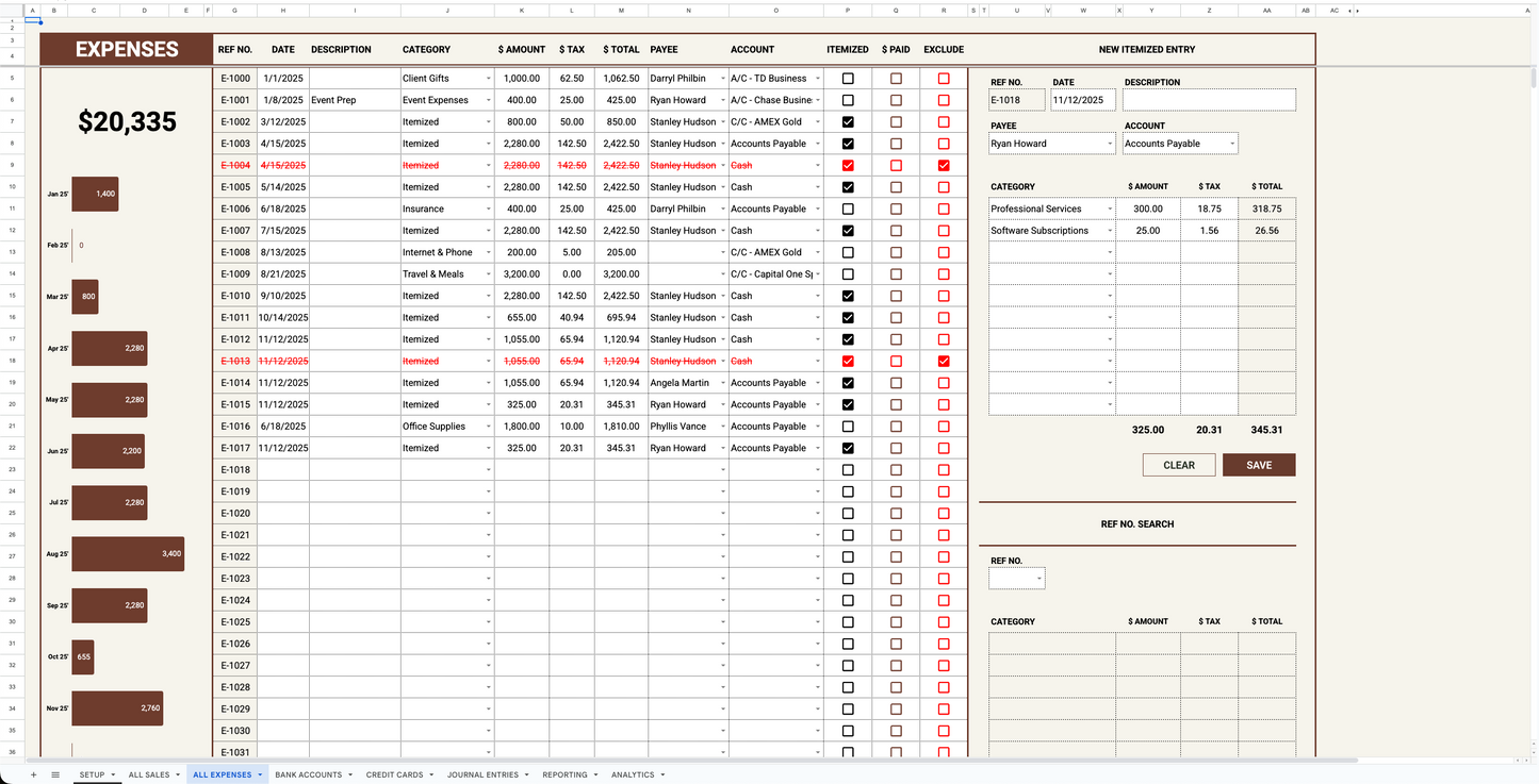 2025 Bookkeeping Template - Google Sheets (Non-Inventory)