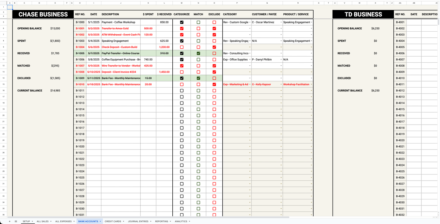 2025 Bookkeeping Template - Google Sheets (Non-Inventory)